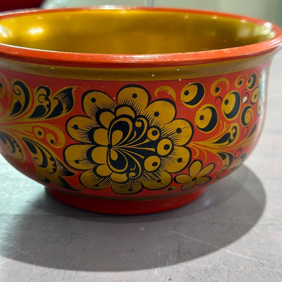 Vintage  Russian Khokhloma hand painted bowl early 70"s - Picture 2 of 4